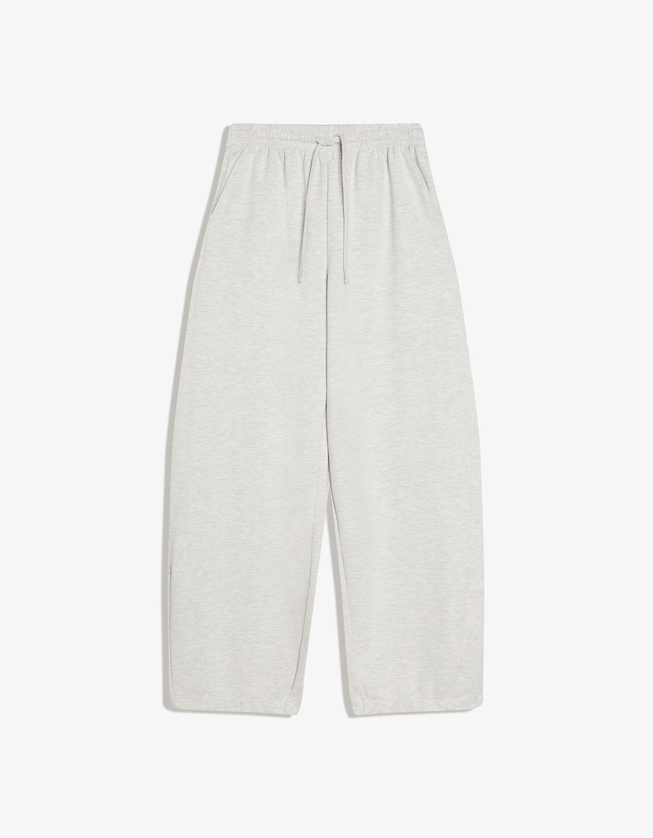 Plush barrel trousers with stoppers — Grey