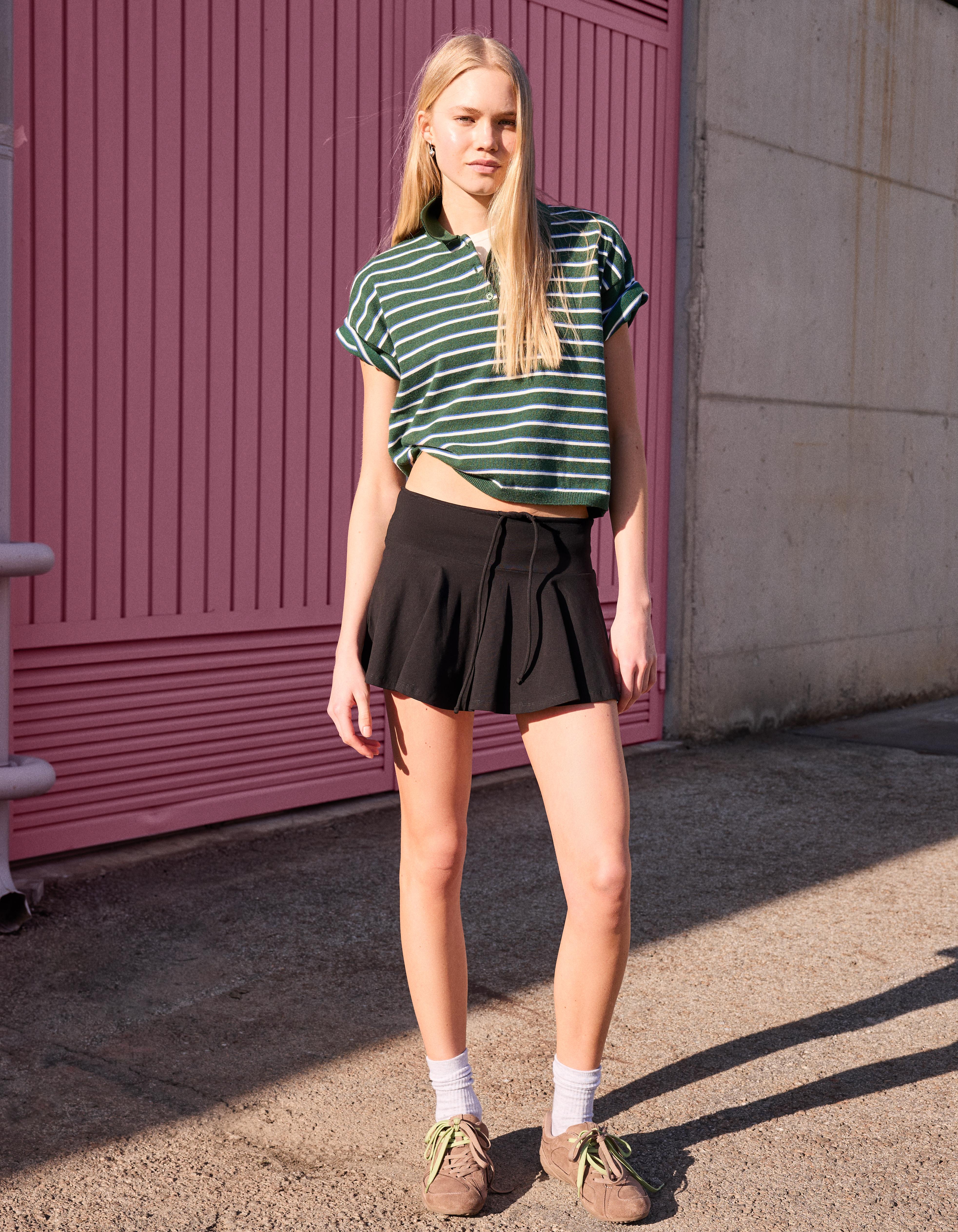 Beli bağlamalı mini şort etek - Görsel 24