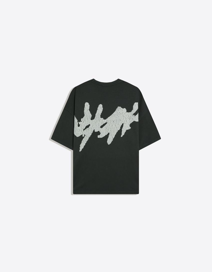 T-shirt manches courtes imprimé-Gris