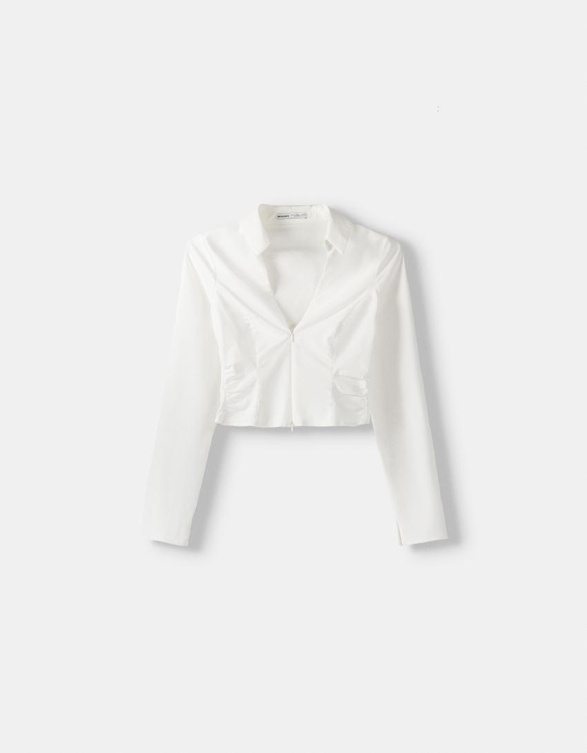 بلوزة بنغالي بأكمام طويلة وسحّاب-أبيض-4