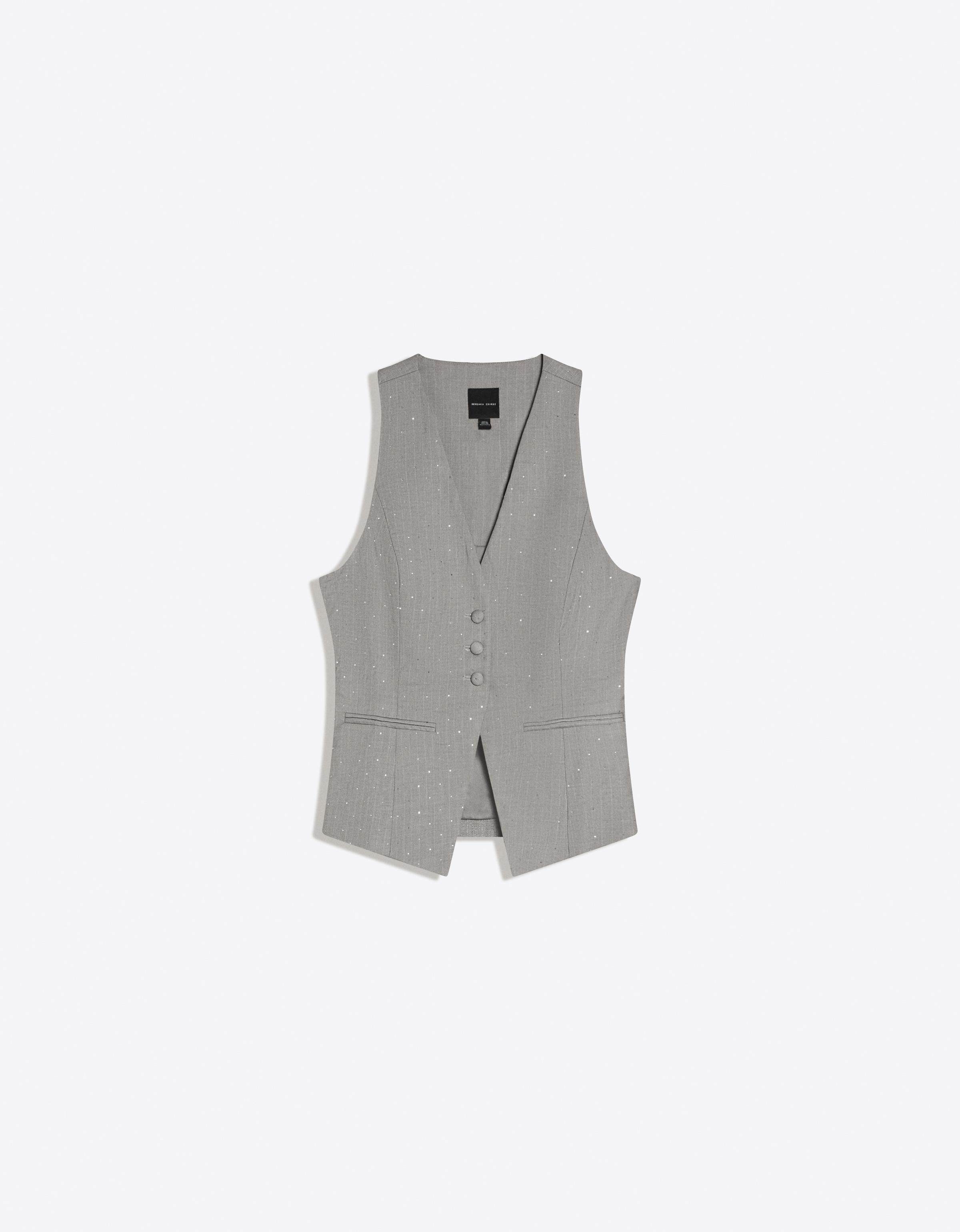 Rhinestone waistcoat - Grey