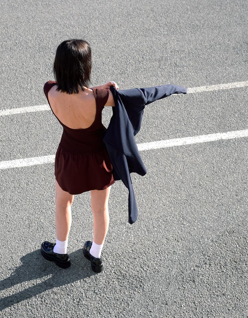 Stretch mini-jurk-Bruin-0