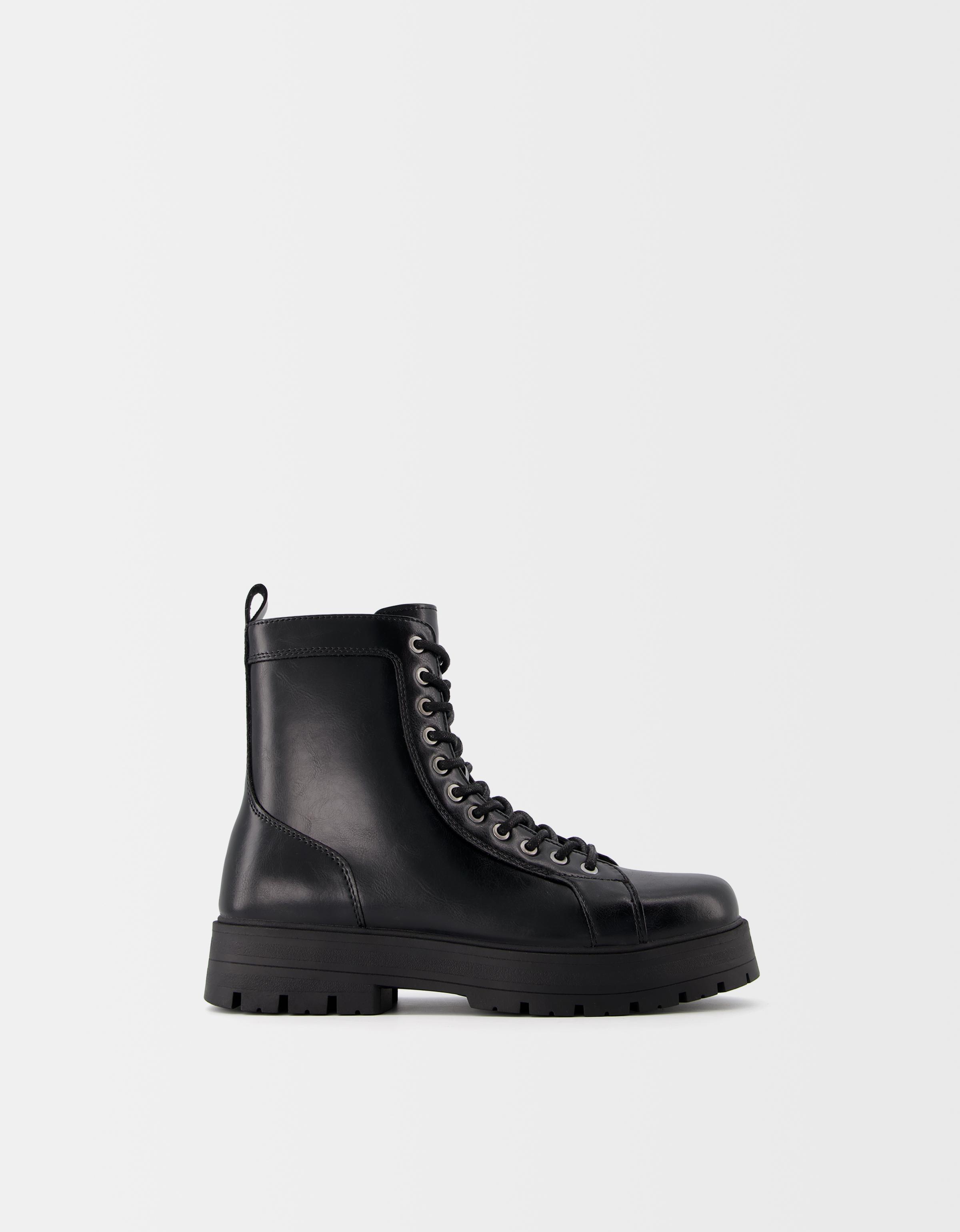 Bershka Schnürstiefeletten Mit Profilsohle Herren 42 Schwarz