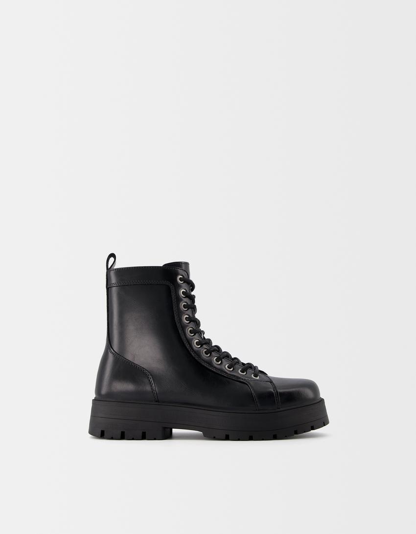 Lace-up track sole ankle boots - Men | Bershka