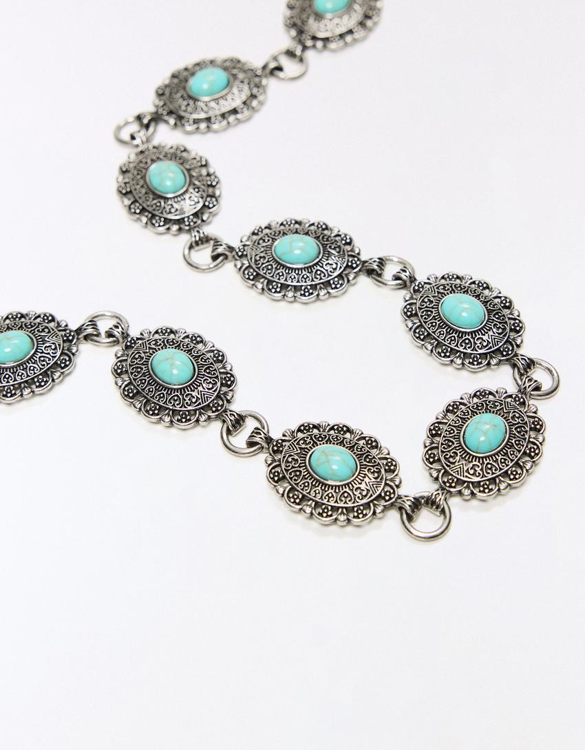 Ceinture chaîne à pierres fantaisie-Argent