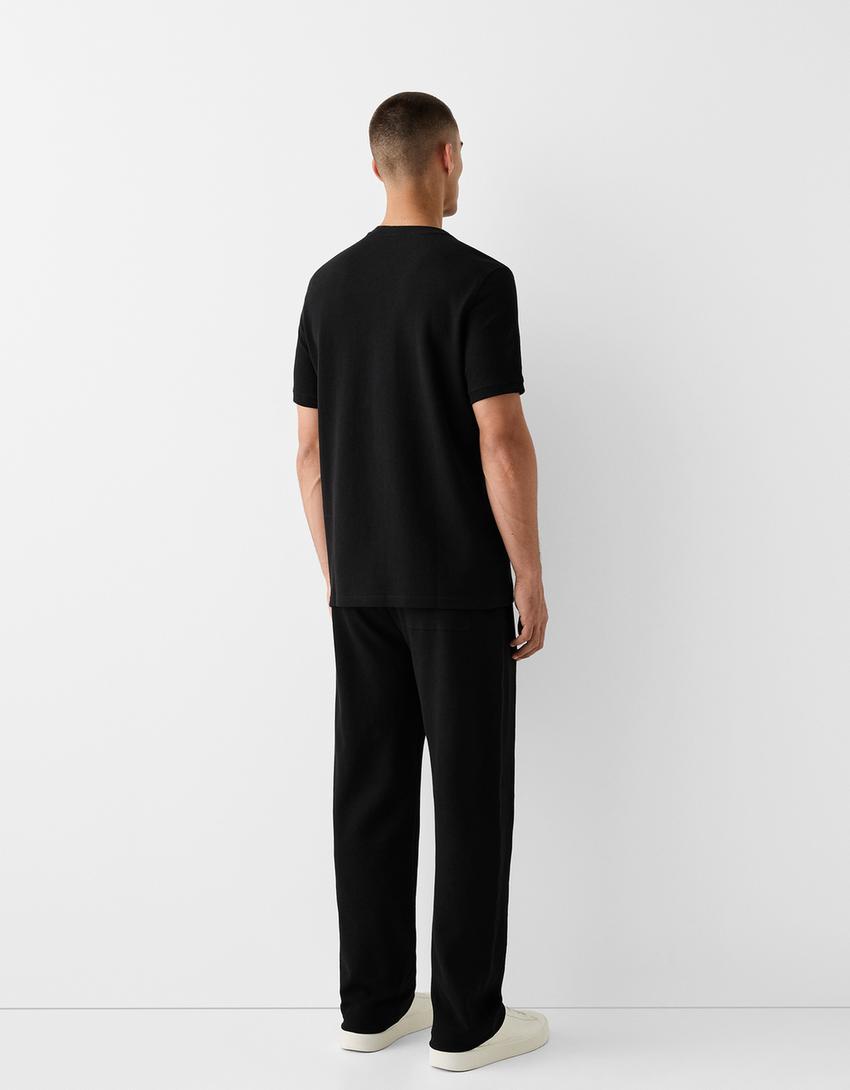 Textured wide-leg trousers-Black-2