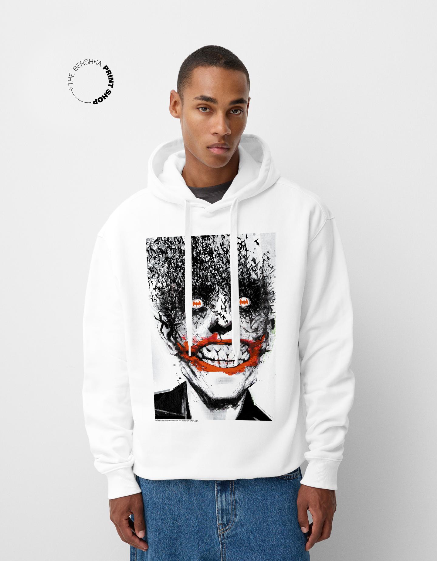 Bershka Sudadera Joker Capucha Oversize Hombre L Blanco