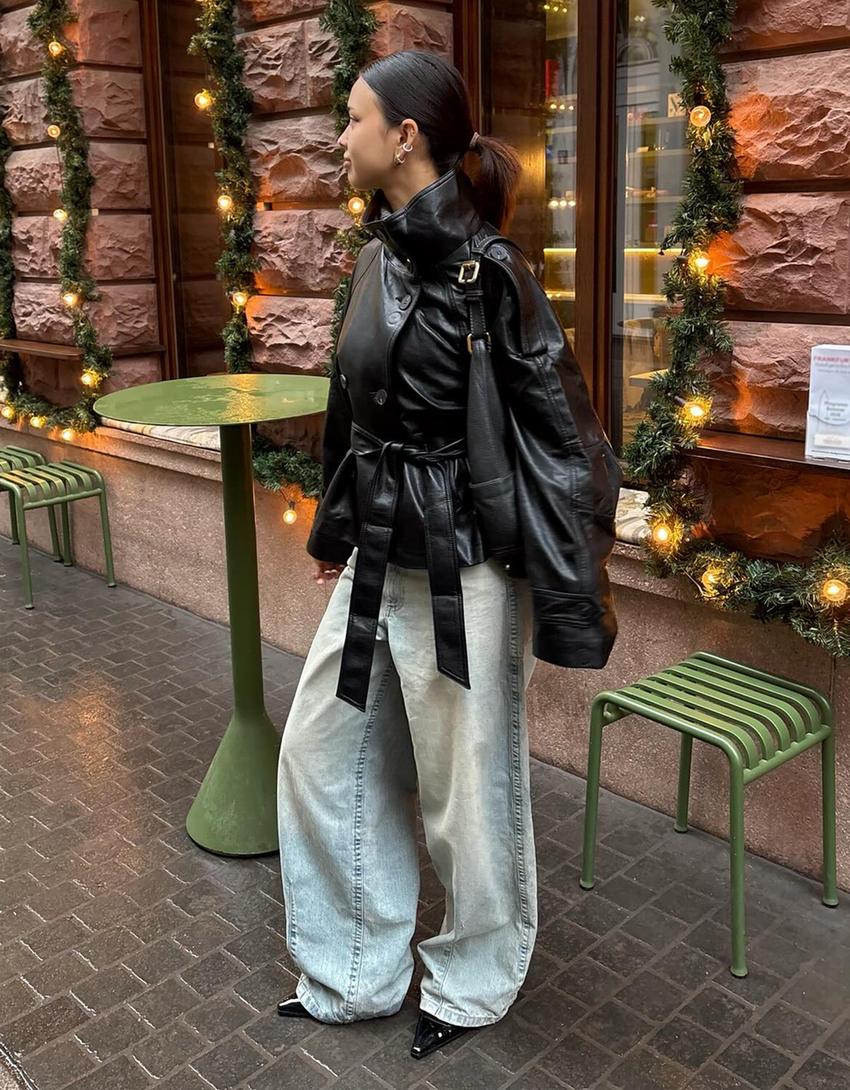 Jeans mit super Weitem Bein und tiefem Bund-Ausgewaschenes Blau