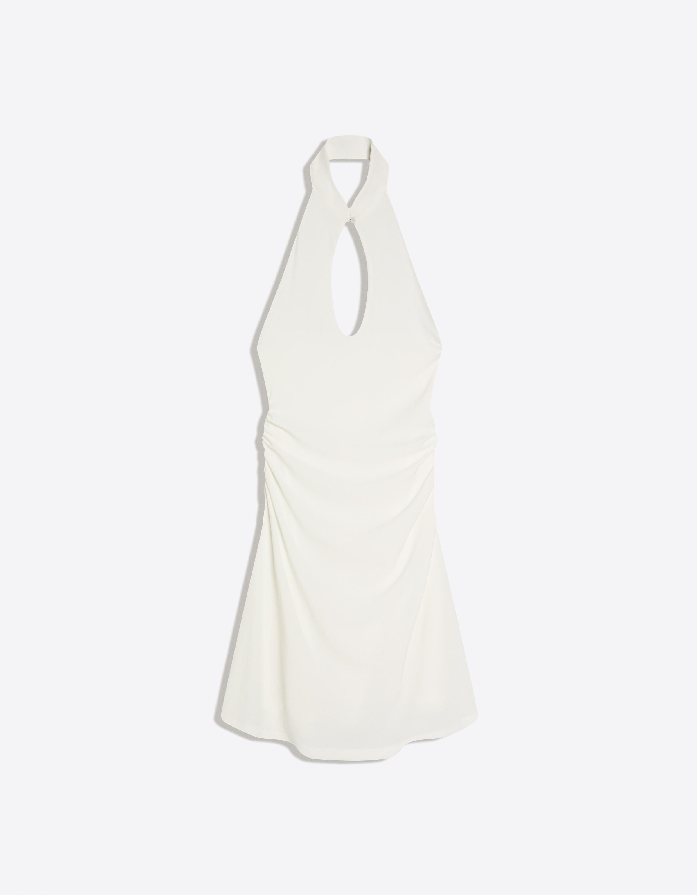Mini halter open-neck dress — Cream
