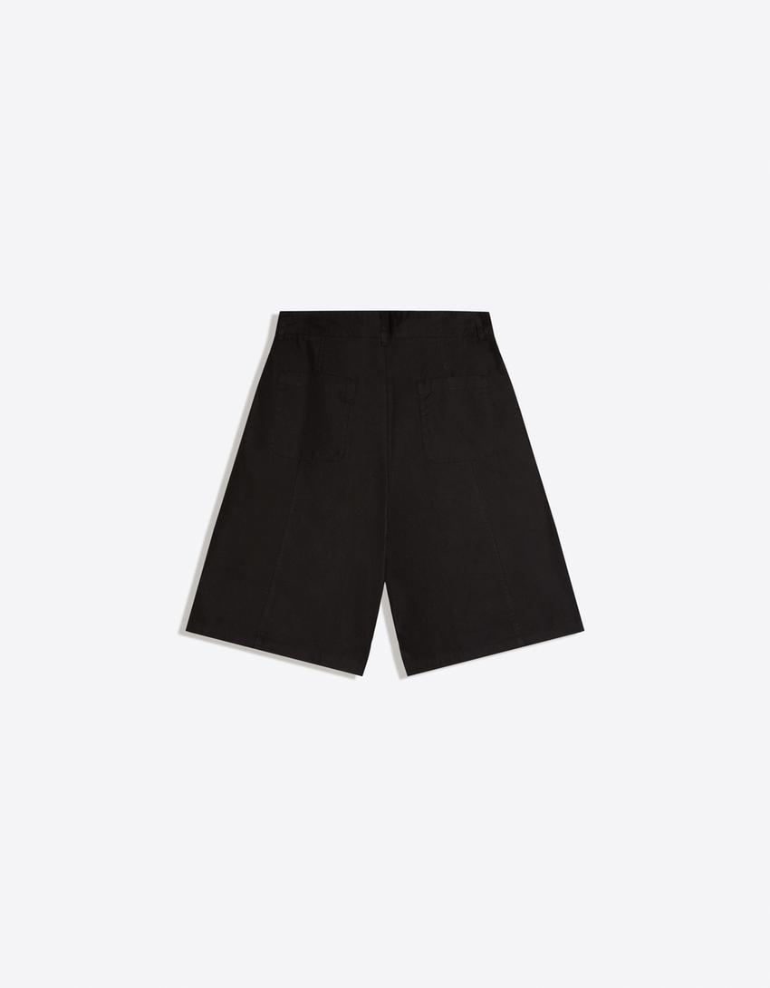 Bermuda a palloncino con pince-Nero