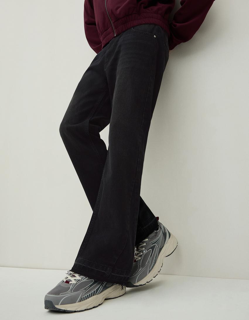 Jeans flare straight fit-Nero