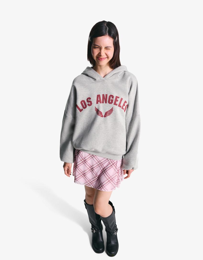 Printed hoodie-Grey