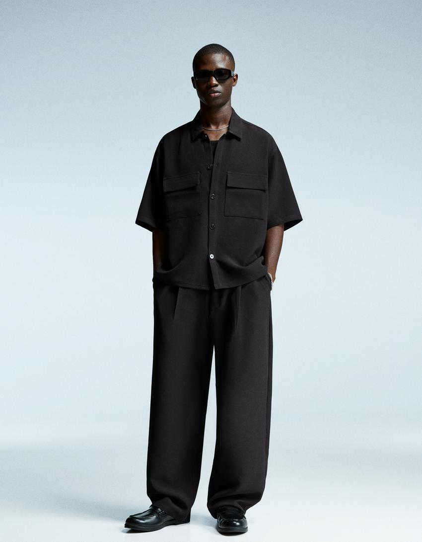 Chemise manches courtes tailoring-Noir-2