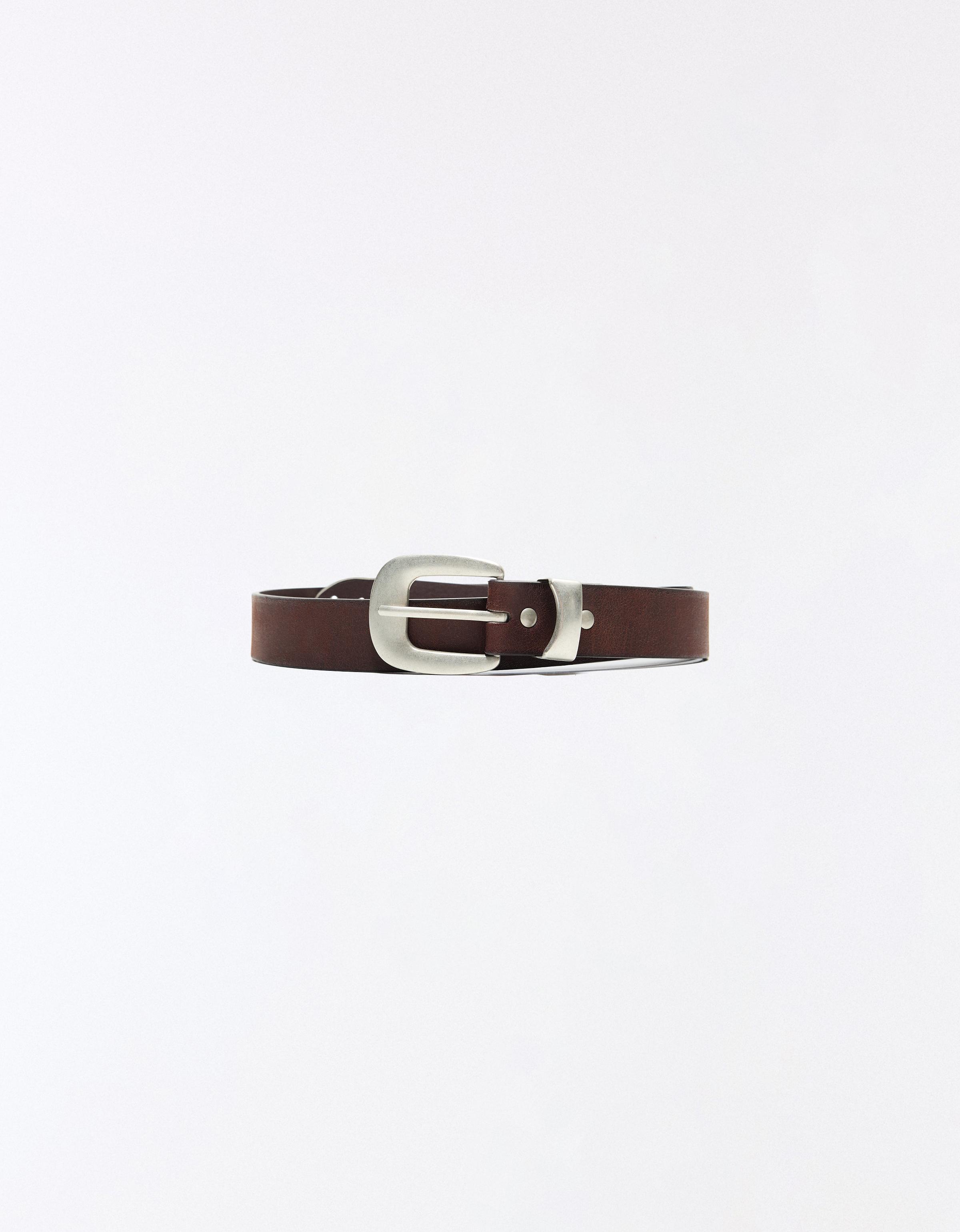 Belt with tip buckle — Brown