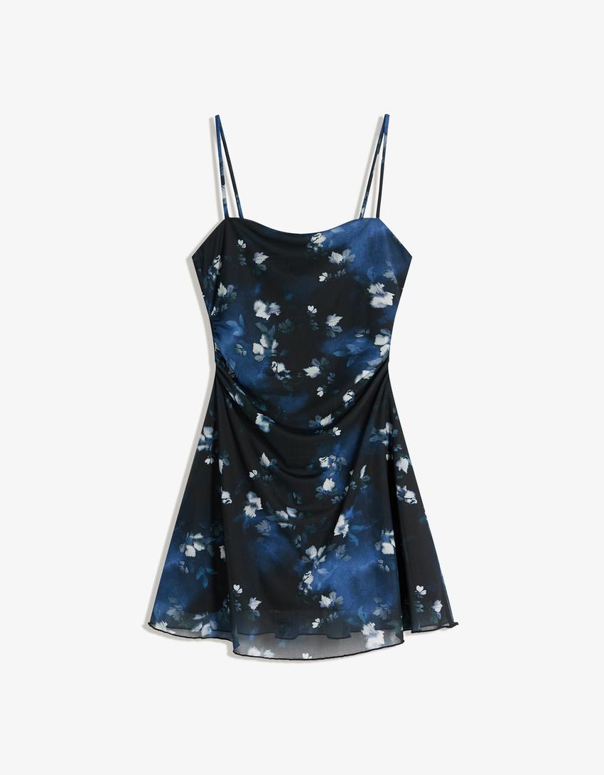 Vestido mini print-Marino