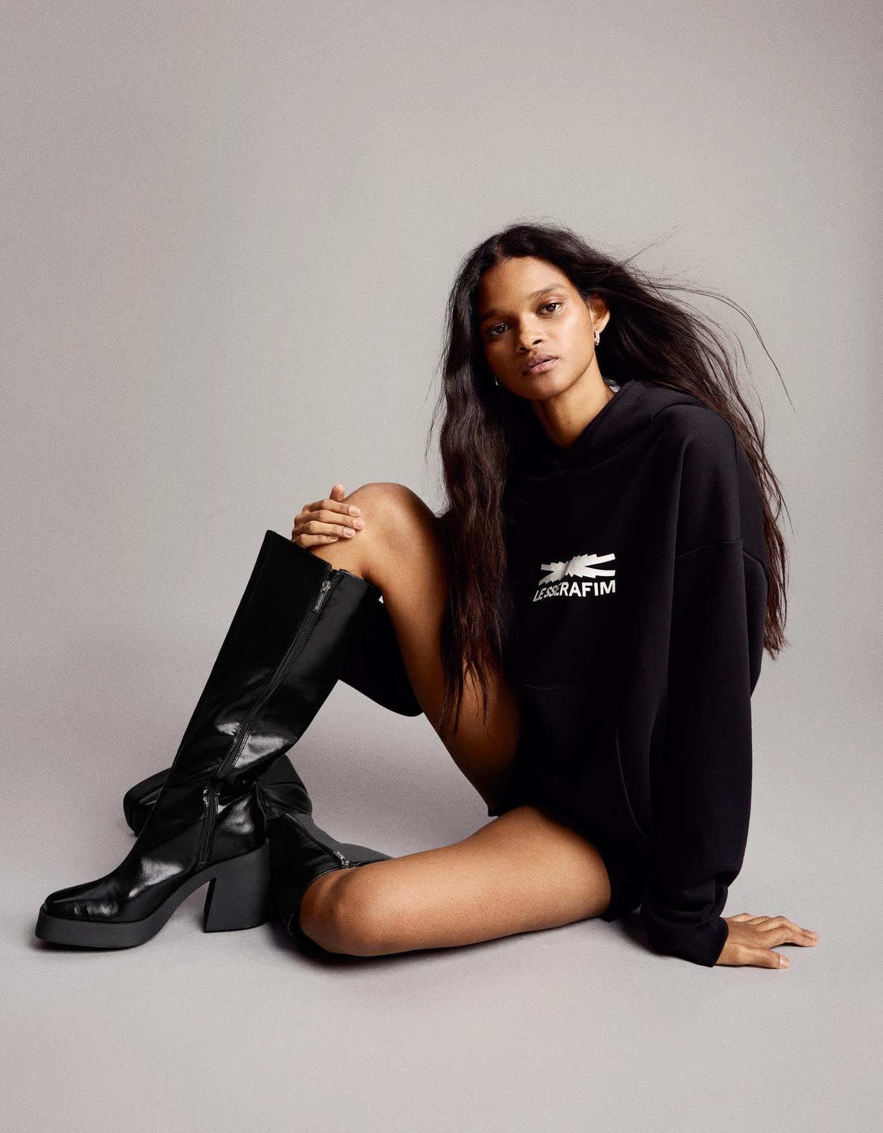 Platform heel boot — BLACK