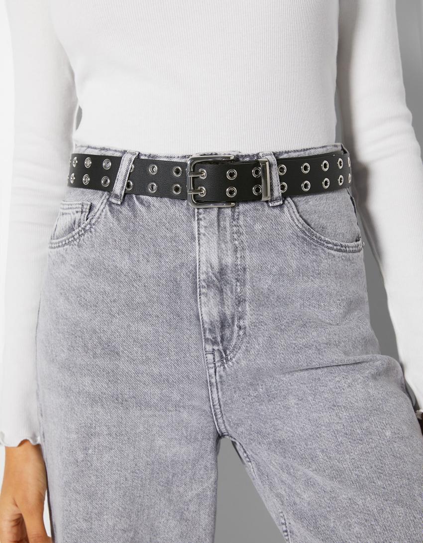 Faux leather belt with eyelets Accessories Women Bershka