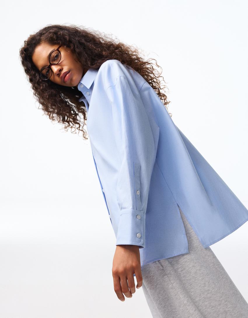 Oversize poplin shirt-Navy