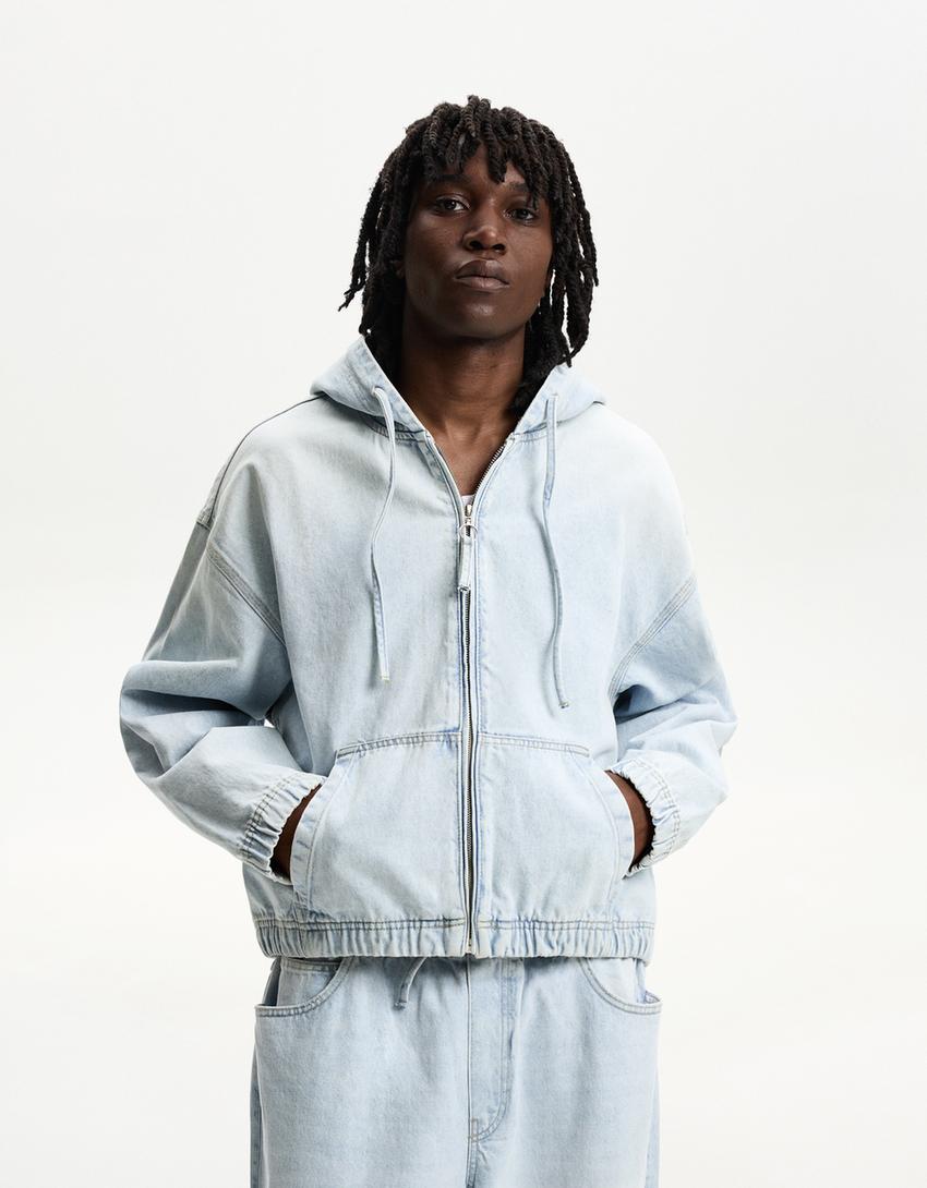 Capuche Veste En Jean Homme Personnalisable Veste En Denim Capuche