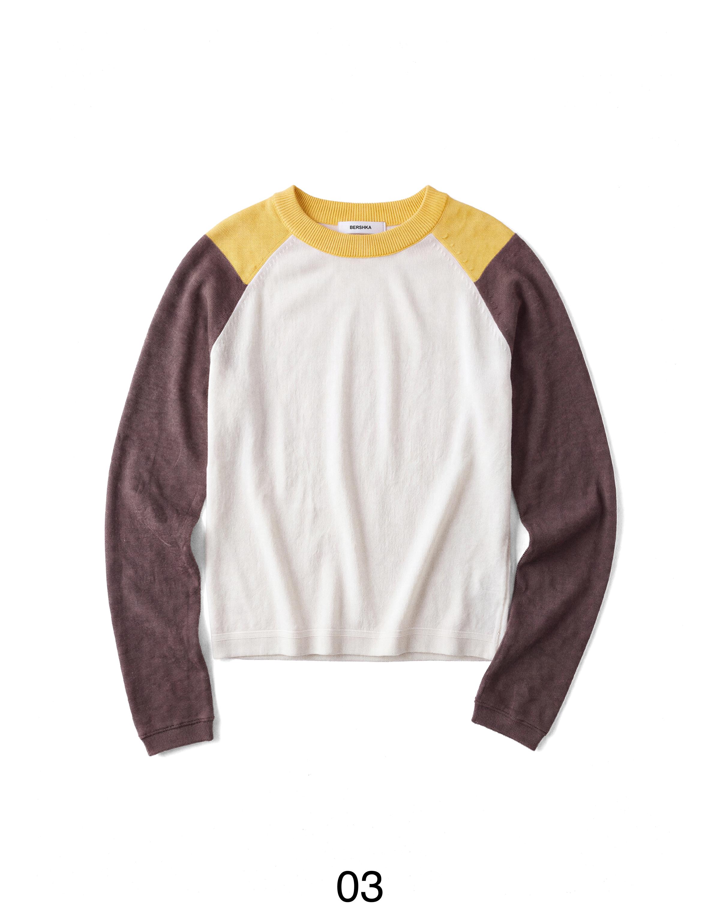 Round neck raglan jumper — Brown