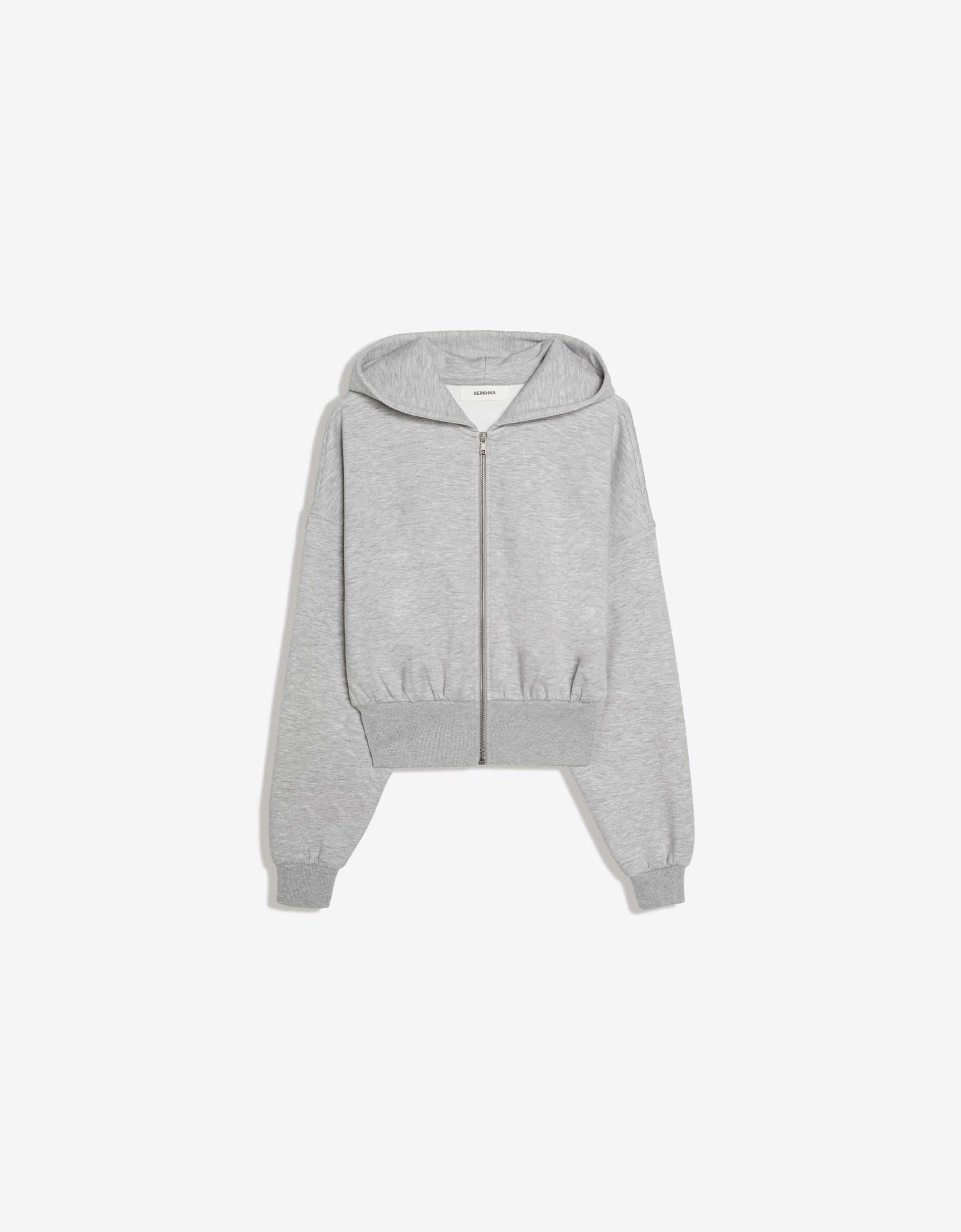 Zip-up hooded sweatshirt with sash — Grey