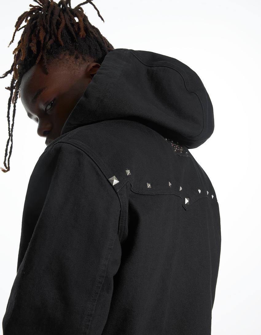 ARIES X BERSHKA kapüşonlu ceket-Siyah