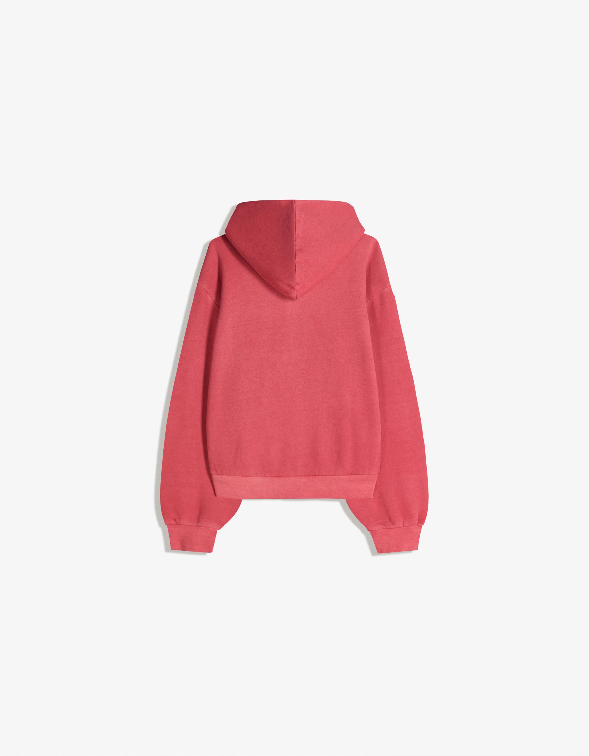 Boxy crop zip-up sweatshirt — Red