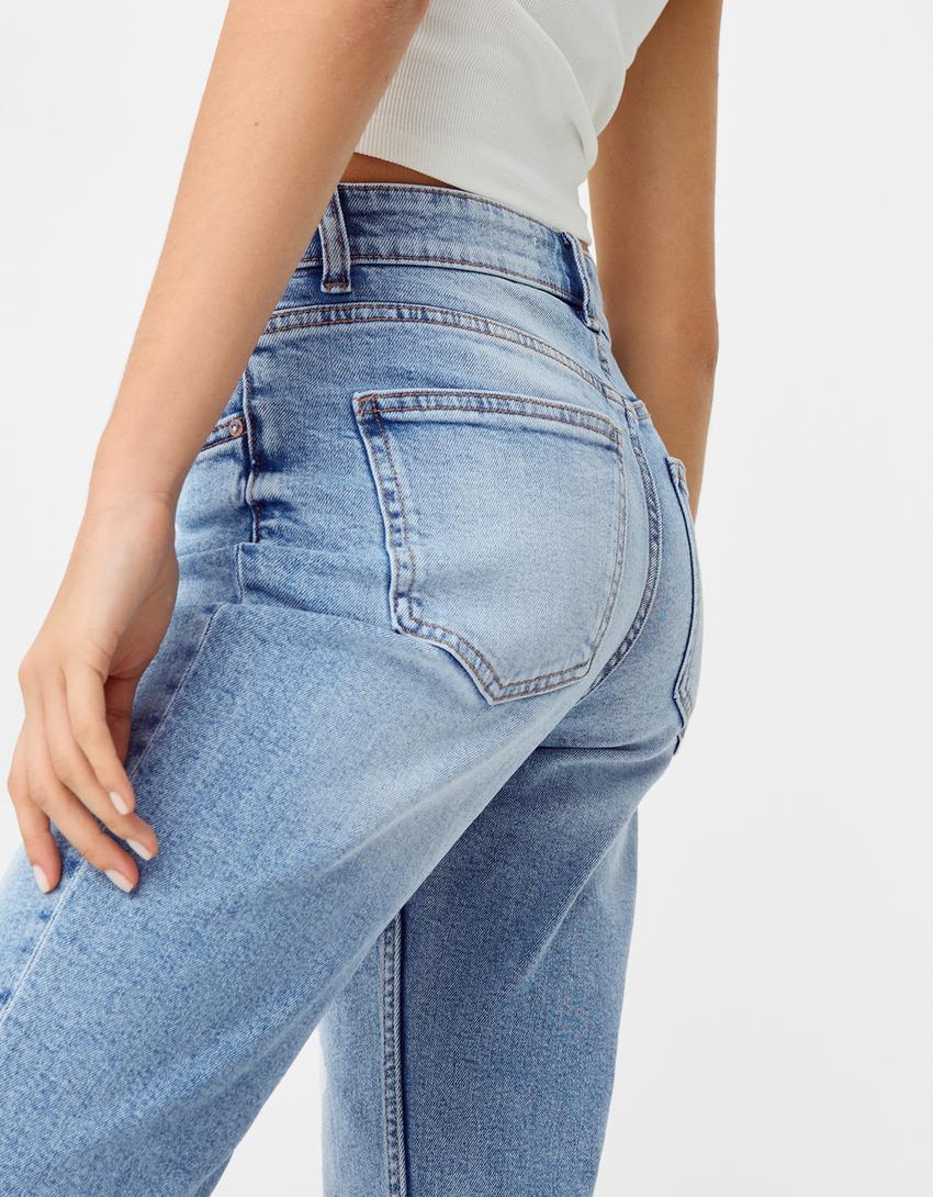 Jean cropped flare-Bleu lavé-3