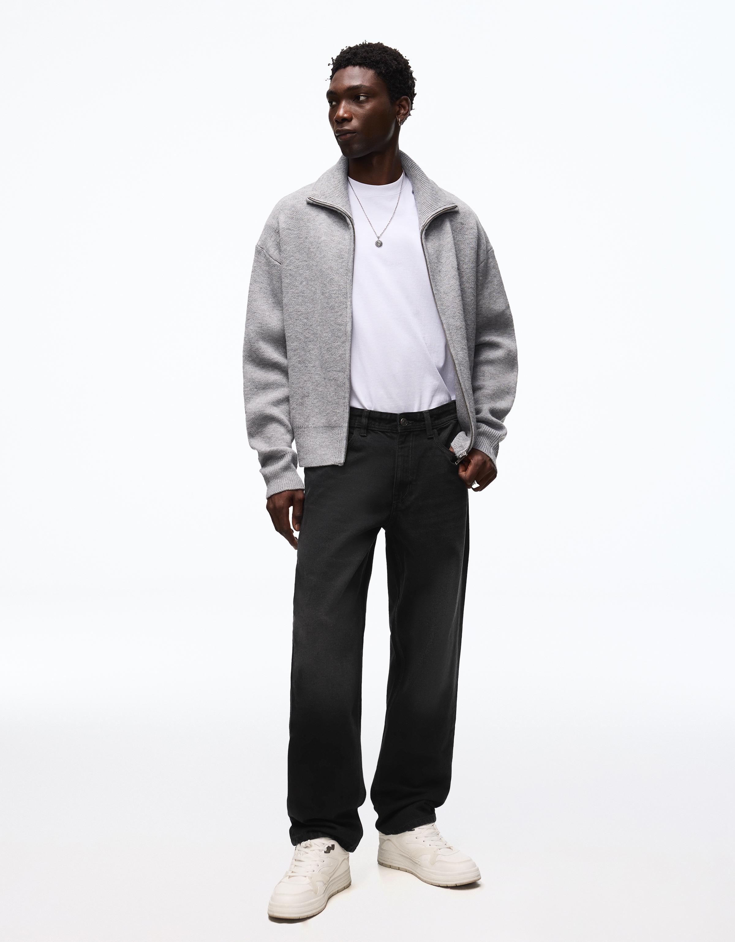 Bershka Jeans Straight Hombre Negro