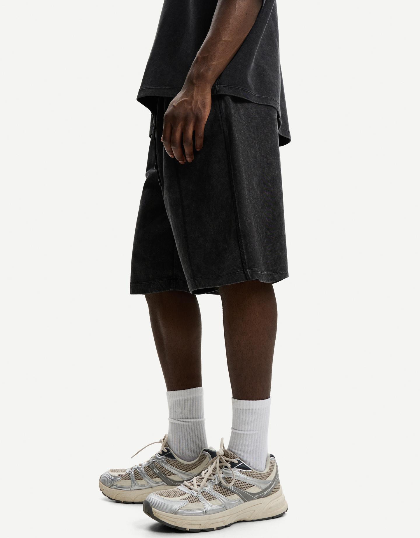 Bershka bermudy z dzianiny interlock szary