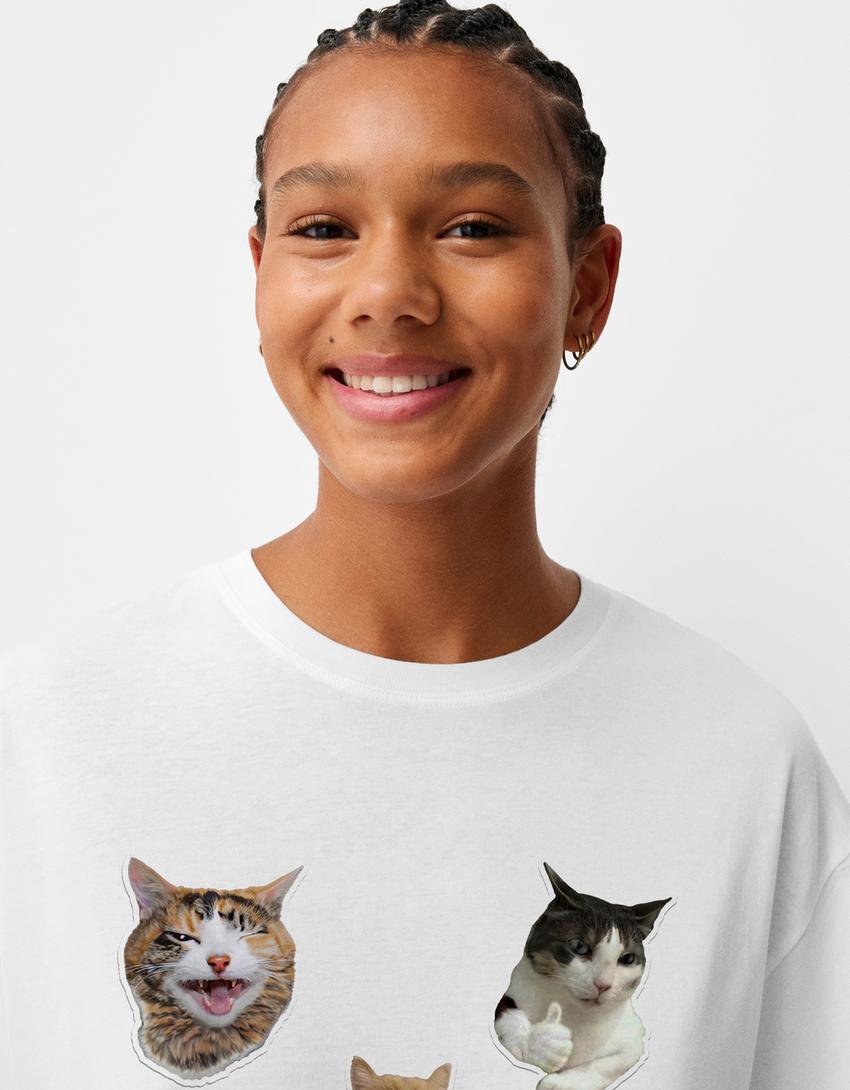 Camiseta manga corta oversize print-Blanco roto-2