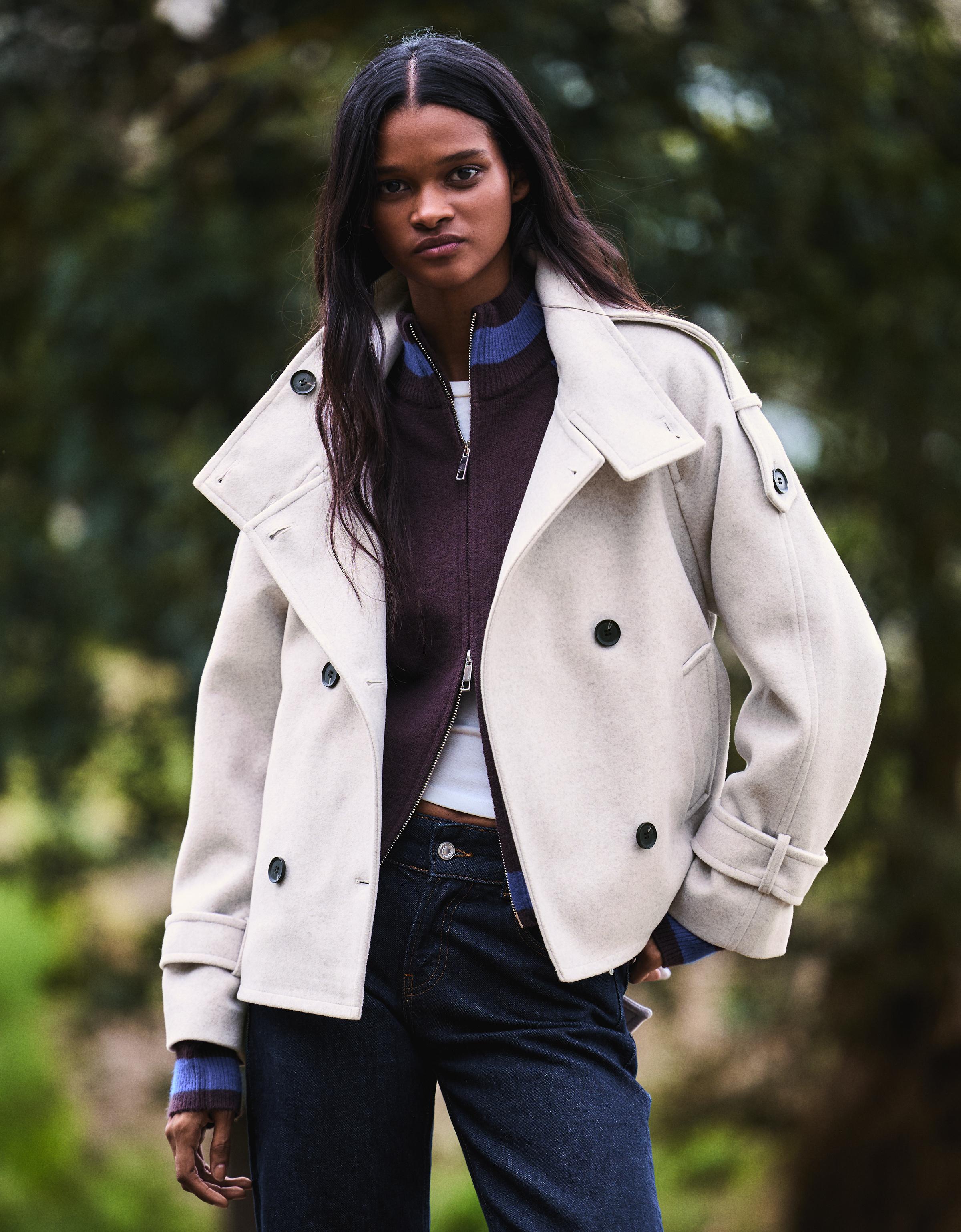 Soft-touch funnel neck trench jacket - Women | Bershka