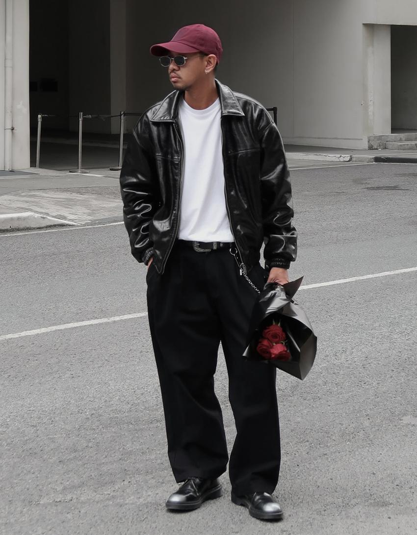 Cazadora efecto piel-Negro