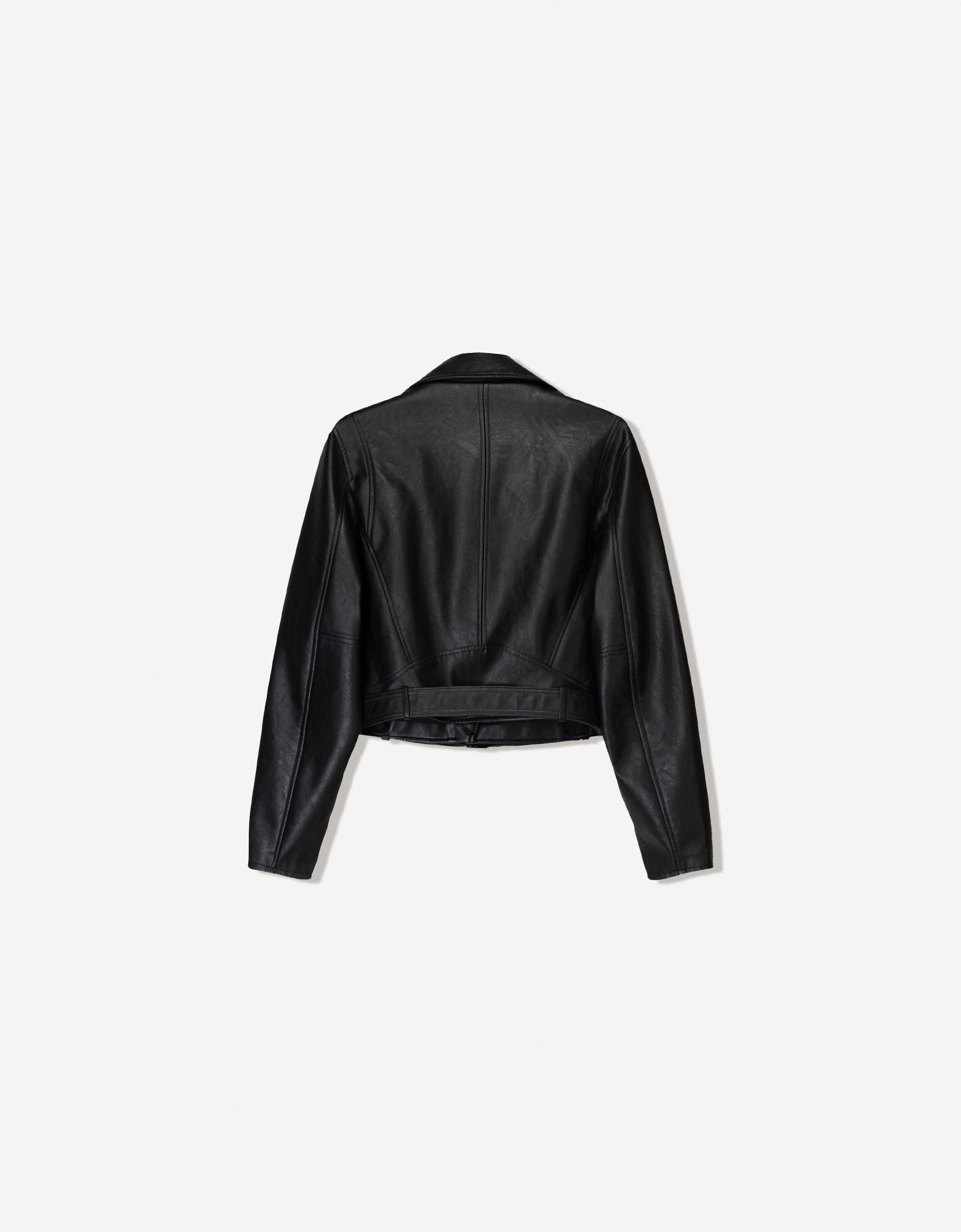 Leather effect biker jacket — Black (alternate view)