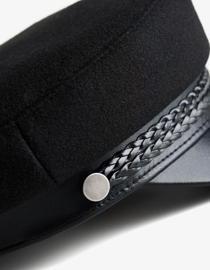 Felt texture cap-Black