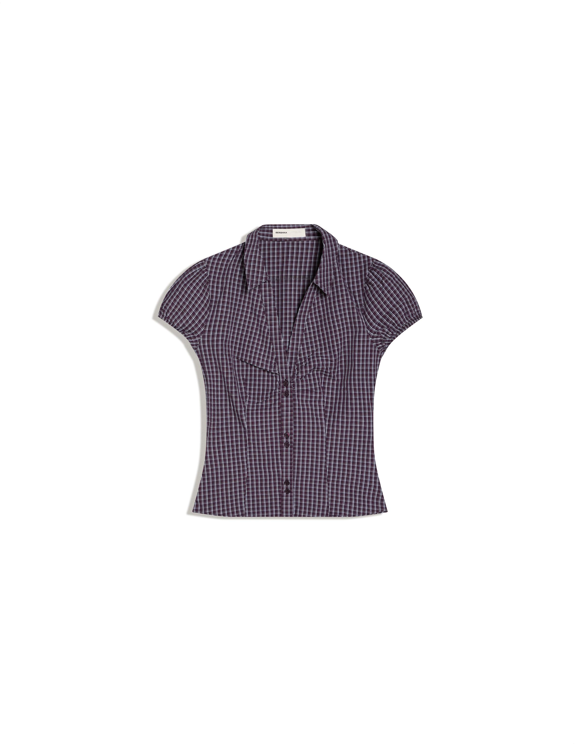Short sleeve poplin tie-front shirt — Maroon