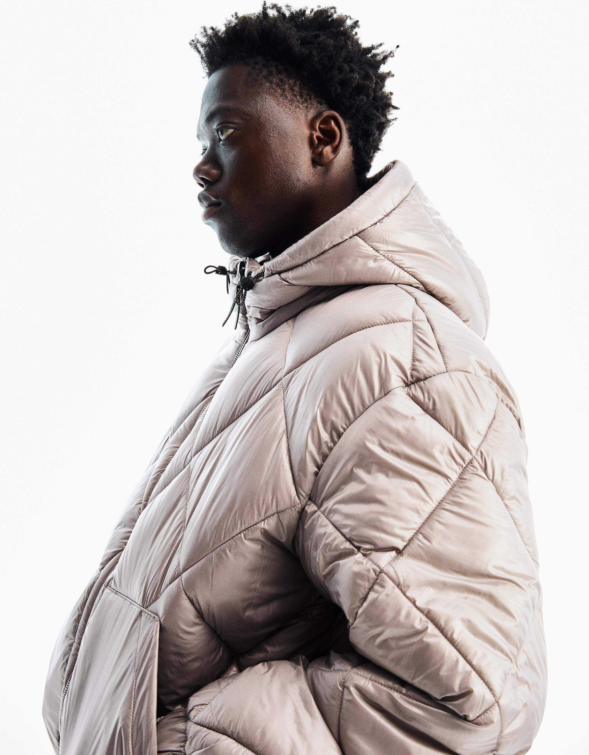Diamond-quilted technical hooded jacket — Grey