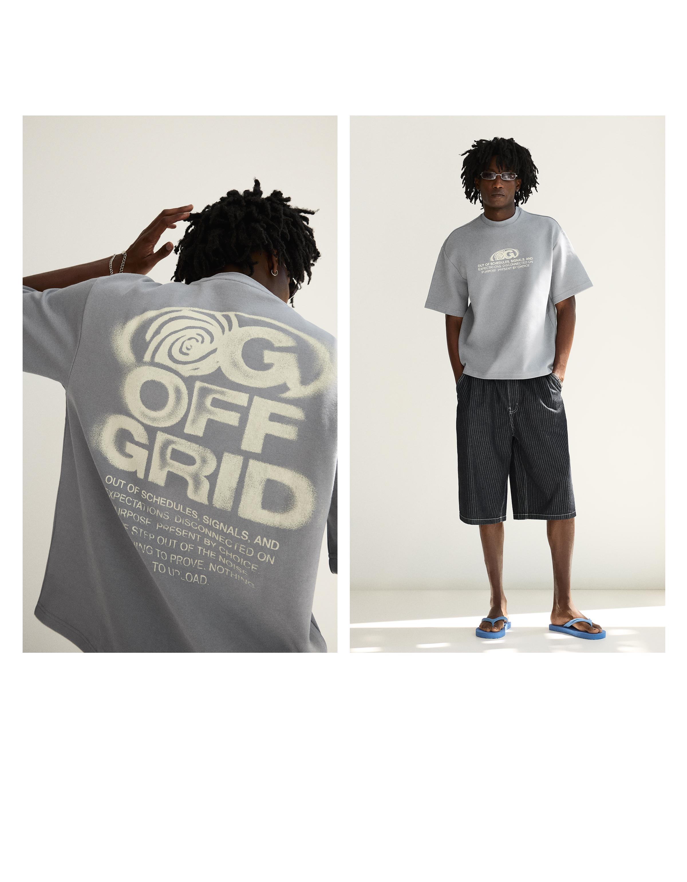 Relaxed fit printed T-shirt — Grey