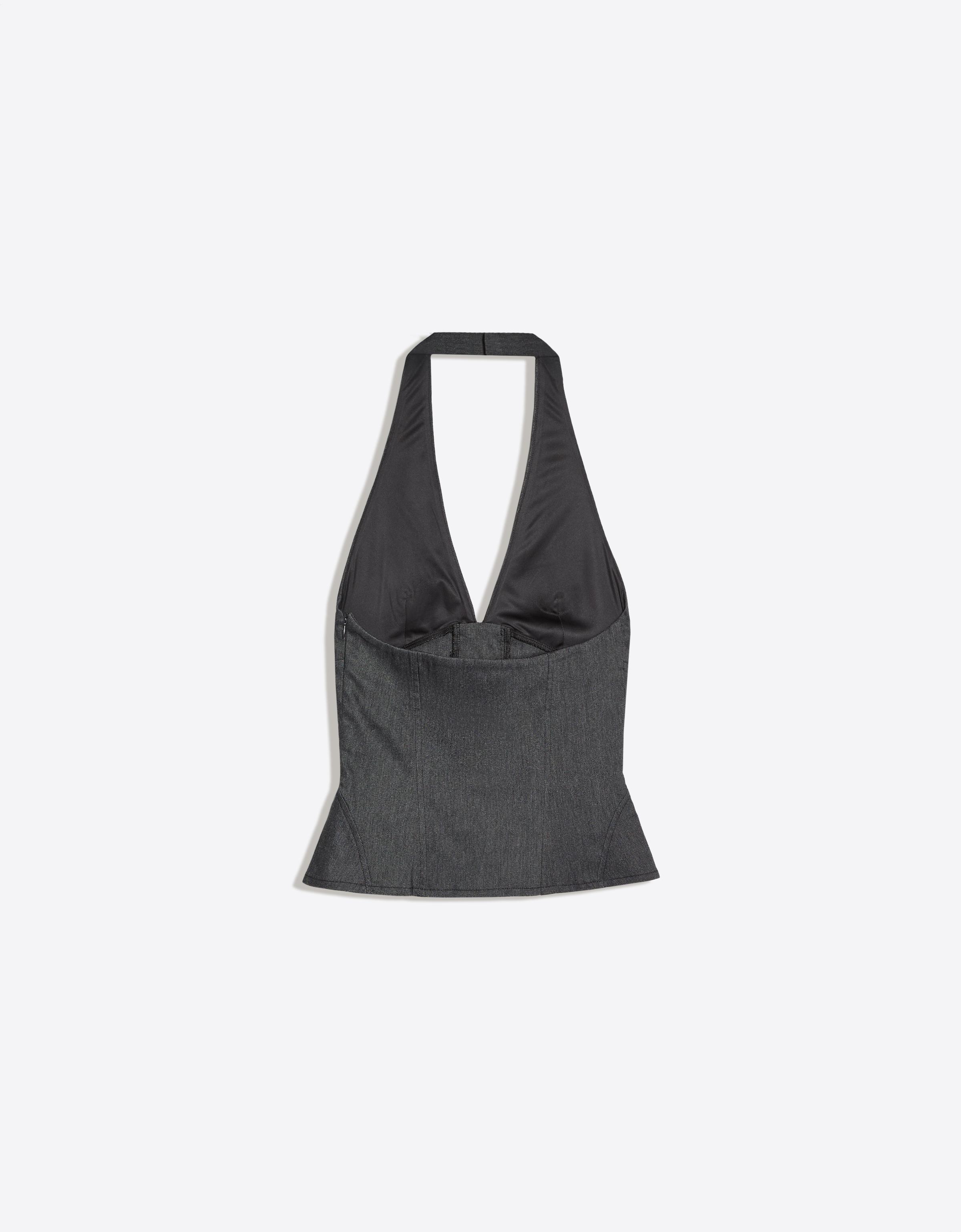 Halter top with corset effect — Dark blue