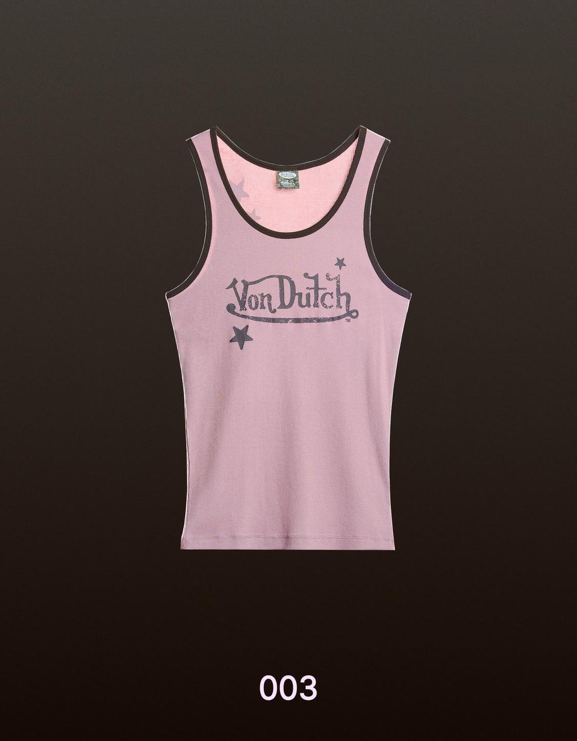 Von Dutch print vest top with ribbed straps