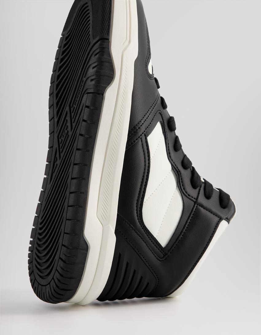 حذاء رياضي برقبة عالية رجالي بمظهر مطاطي-متعدد الألوان-2