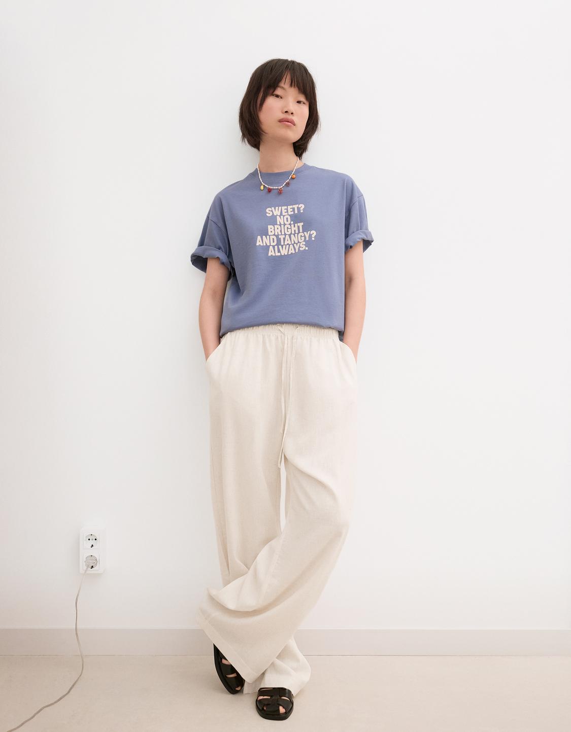 Linen blend trousers with an elasticated waistband