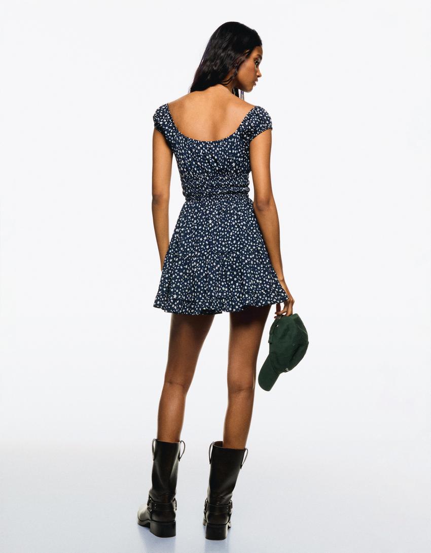 Vestido mini volantes-Marino