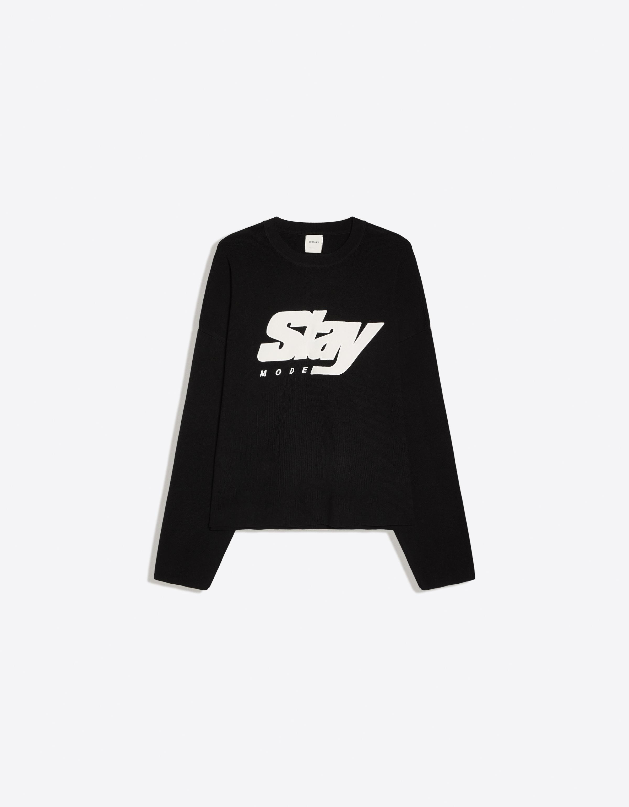 Printed round neck jumper — Black