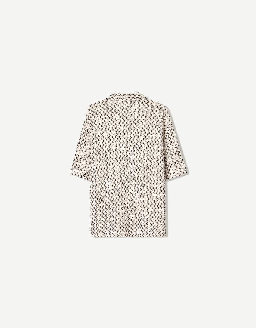 Camicia a maniche corte semplice-Avorio-5