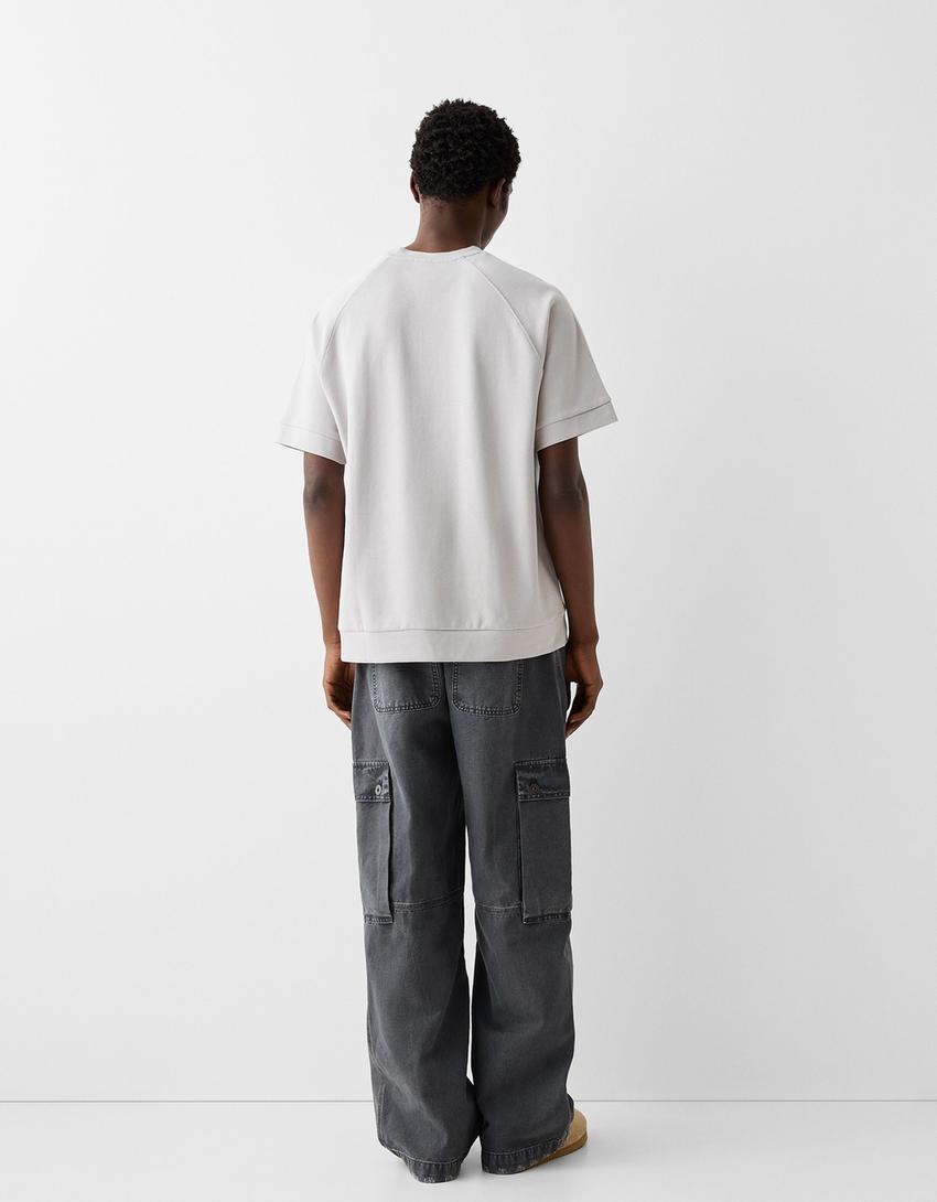 T-shirt manches courtes boxy fit interlock-Gris-1