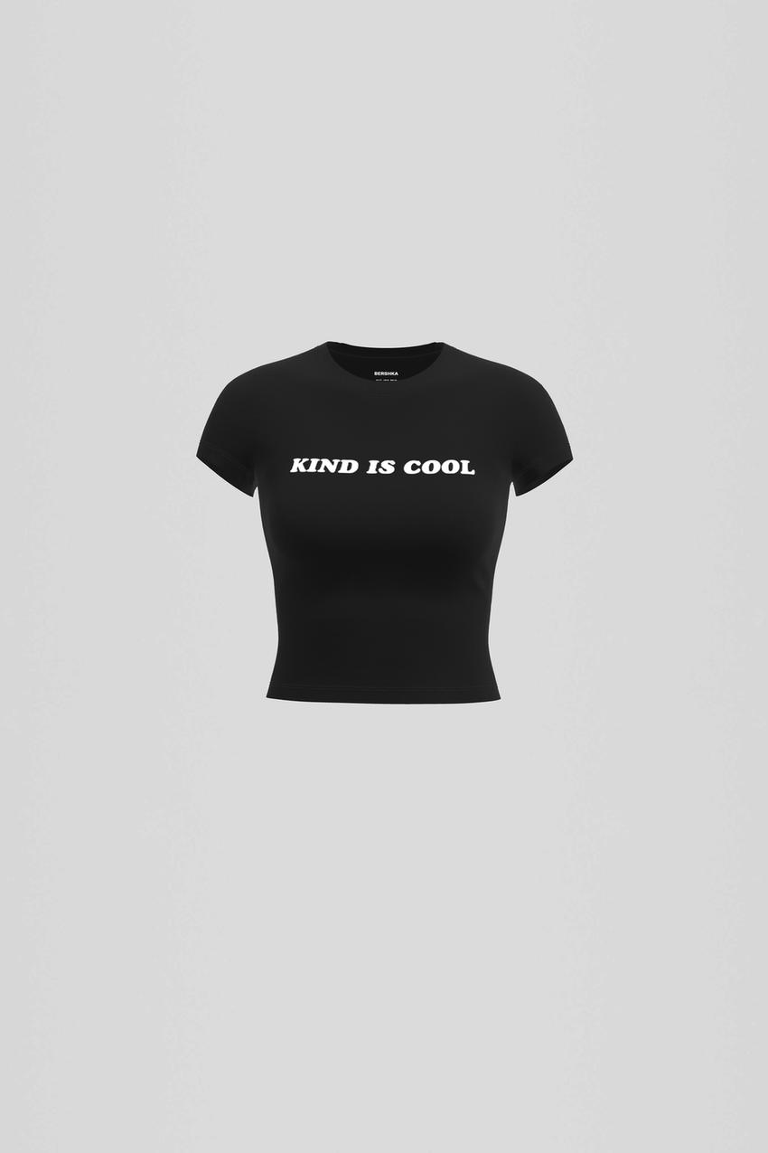 T-shirt de manga curta com estampado-Preto-0