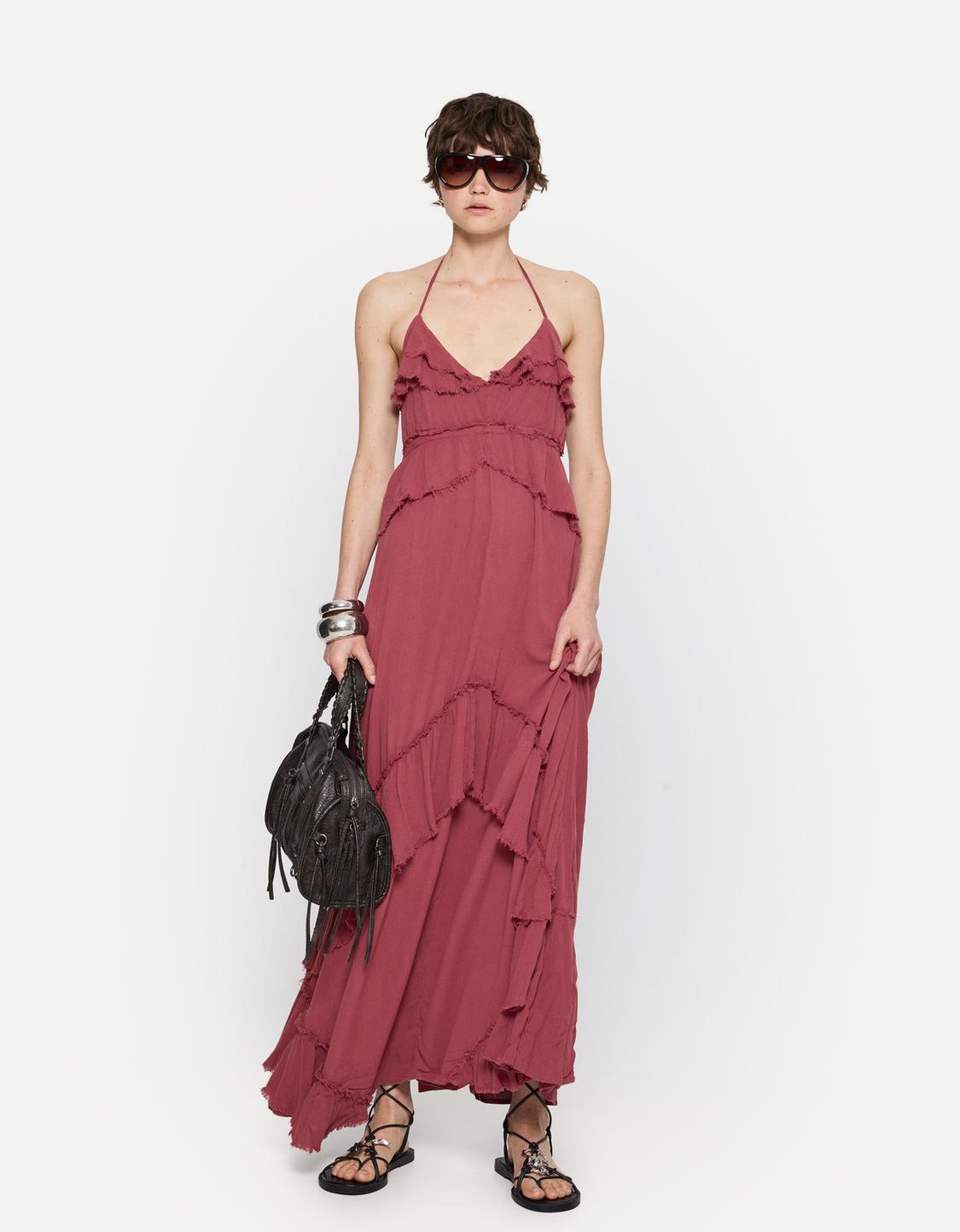 Textured maxi dress with ruffles