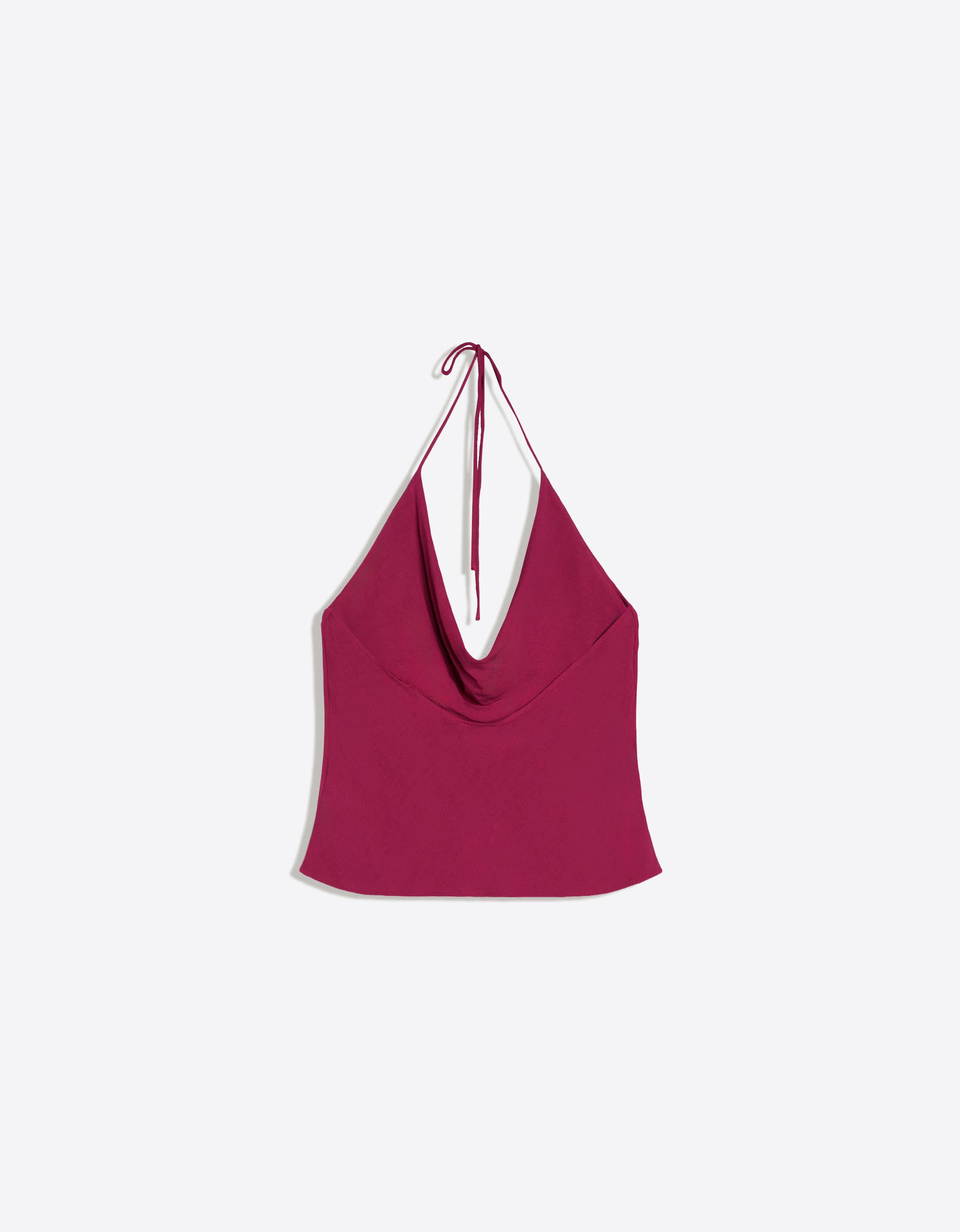 Draped halter top — Maroon