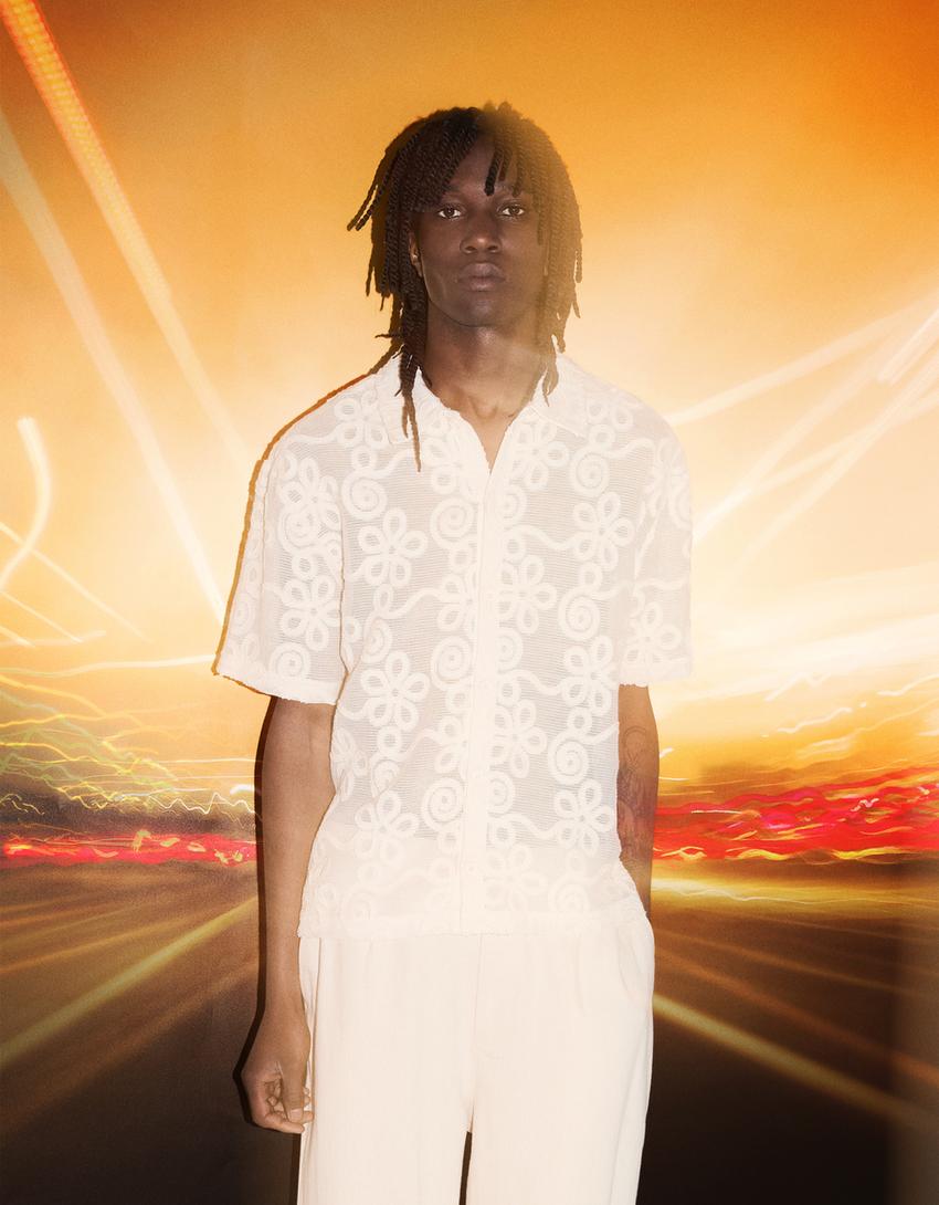 Pantalon wide pinces-Écru-3